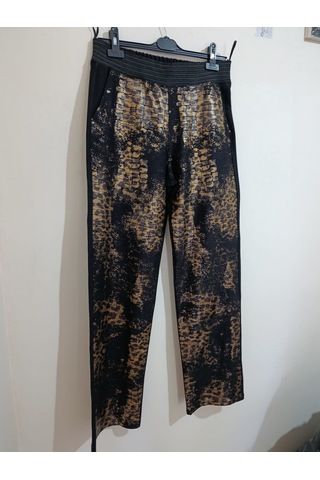 Anne Moda Ankara Kadın, Yüksek,bel,esnek,şık,ışıltılı,büyük Beden Pantolon Altın - Siyah