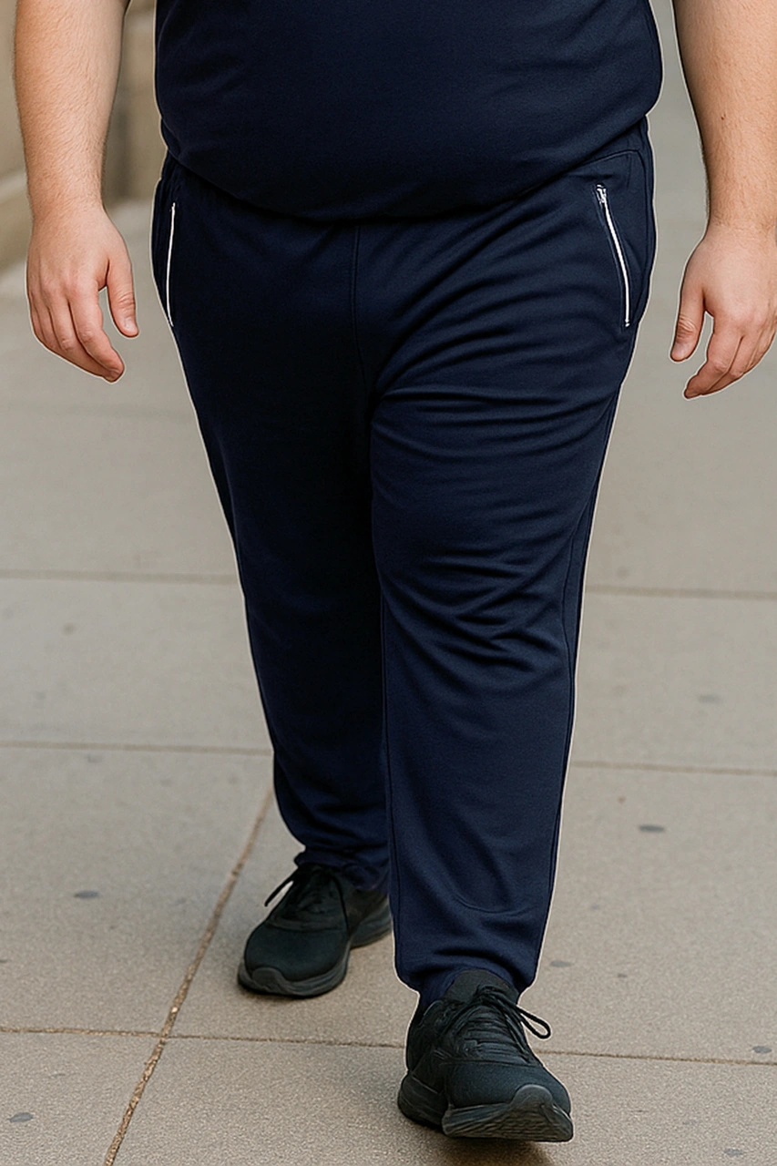 Büyük Beden Pamuk Dokulu Erkek Eşofman Altı 24702 Lacivert Lacivert