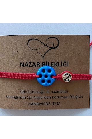 Unisex Bileklik Farklı Renkler Güzel Yedi Göz Süryani Nazar Taşı Gstb002 Kırmızı
