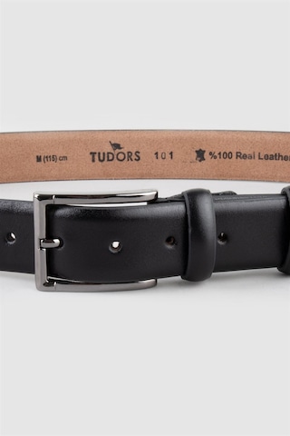 Tudors Erkek %100 Hakiki Deri 3,5 Cm Klasik Siyah Kemer-23762 Siyah