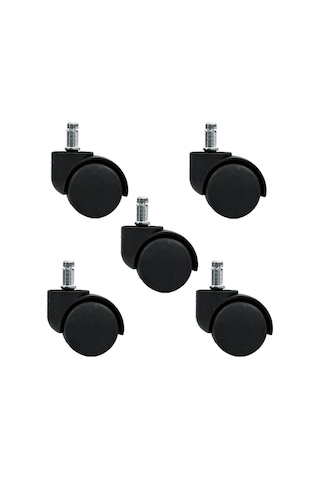 Ofis Sandalye Tekerleği Ofis Koltuğu Tekeri Takım - 5 Adet - Tek Ebat Tekerlekler Siyah