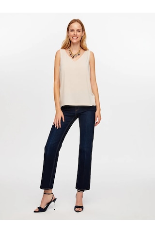 Faik Sönmez Modallı V Yaka Örme Kadın Atlet W26atl011 Taş