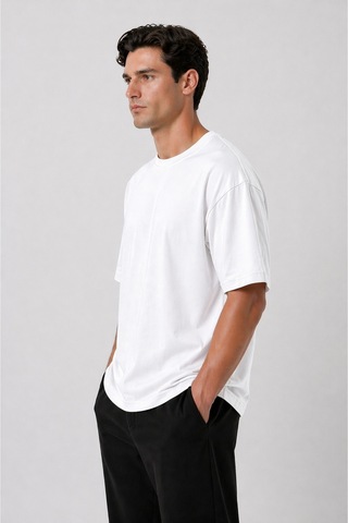 Parshey Oversize Premium Tişört 20/1 Kalın Kumaş, Unisex Street Fit Beyaz
