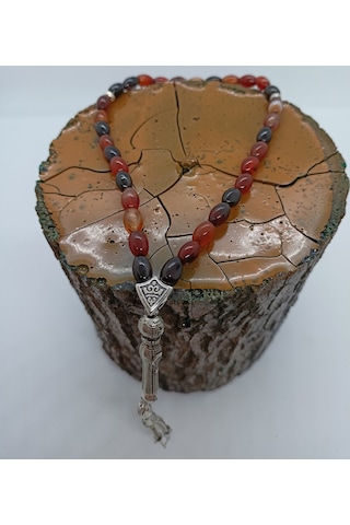 Balık Hediyelik Kızıl Kahve Akik Taşı Tespih