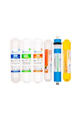 Aquafit Kapalı Kasa Su Arıtma Cihazı İki Tarafı Çubuklu 6'lı Filtre Seti