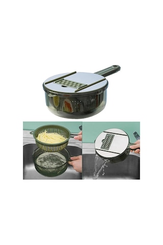 Paslanmaz Çelik 5 İn 1 Hazneli Rende Seti Süzgeçli Pratik Çok Fonksiyonlu Mutfak Rendesi Doğrayıcı