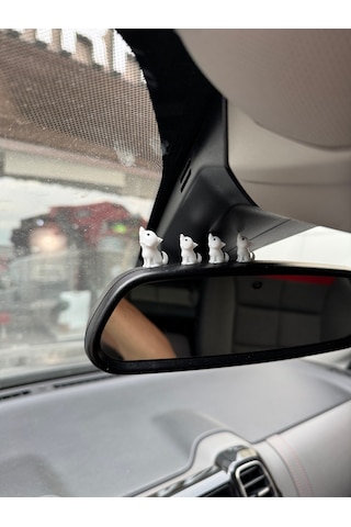 4 Parça Sevimli Kurt Ailesi Dikiz Aynası Süsü - Ayna Süsü Araba Süsü Torpido Süsü Oto Aksesuar