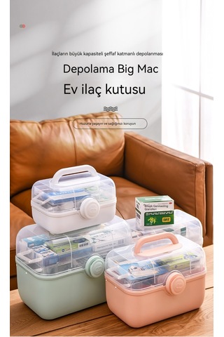 Relaxed Taşınabilir İlaç Kutusu Ev Büyük Kapasiteli Saklama Kutusu Çok Katmanlı Ev Versiyonu Tıbbi İlk Yardım Kutusu Taşınabilir İlaç Kutusu-pembe Pembe