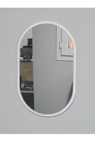 Çerçeveli Ayna, Duvar Aynası, Masa Aynası, Minyatür 40x25 Cm 25 X 40 Beyaz