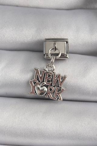 316l Çelik Gümüş Renk Sallantı New York Yazı Model Nomination Charm