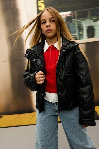 DeFacto Kız Çocuk Su İtici Fermuarlı Çıtçıt Kapamalı Cepli Mont C5486A824AUBK27 Siyah