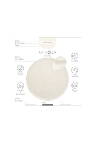 Cool Halı Vetrina 3601 Yumuşak Yuvarlak Kesme Yolluk Halı Makine Halısı Krem