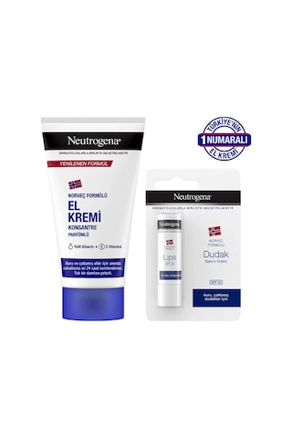Neutrogena El Kremi Parfümlü 75 Ml+dudak Nemlendirici Balm