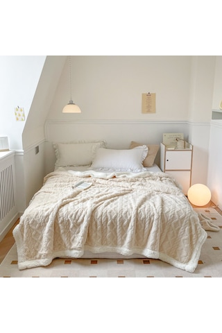 Hqgoodstore Yeni Ev Basit Düz Renk Kalınlaştırılmış Kuzu Kadife Çift Yumuşak Tek Battaniye Mor 150 200cm Mor