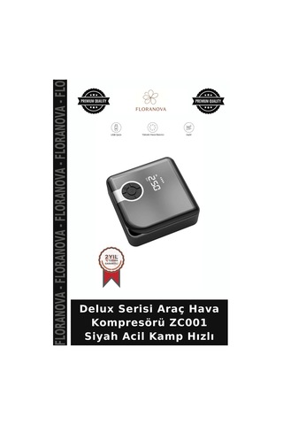 Delux Serisi Araç Hava Kompresörü Zc001 Siyah Acil Kamp Hızlı