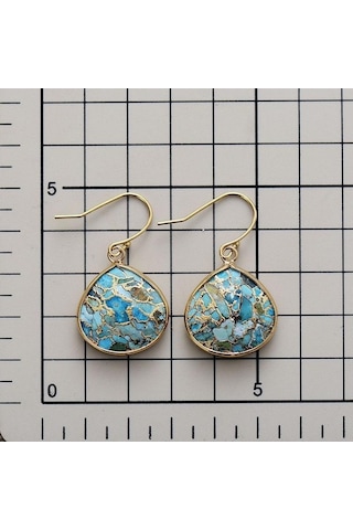 Novahub Altın Blıngbay Bohem Etnik Kolye Küpe, Doğal Mavi Kristal Damla Şekli, High-end Retro Takı, Çok Renkli Kadın Moda Takı Çok Renkli