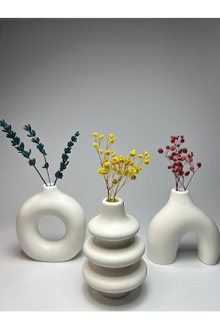 Minimal Vazo Set 3'lü Bohem Biblo Minyatür 3lü Vazo