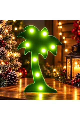 Led Işıklı Palmiye Ağacı Gün Işığı Led Işıklı Ağaç Yılbaşı Ağacı Dekorları Yılbaşı Aksesuarları 25 CM