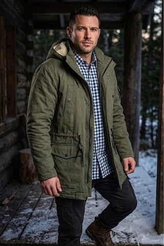 Alaska The Last Frontier Regular Fit Çıkarılabilir Kapüşonlu Su Geçirmez Oxford Kumaş Uzun Parka Kaban Açık Haki