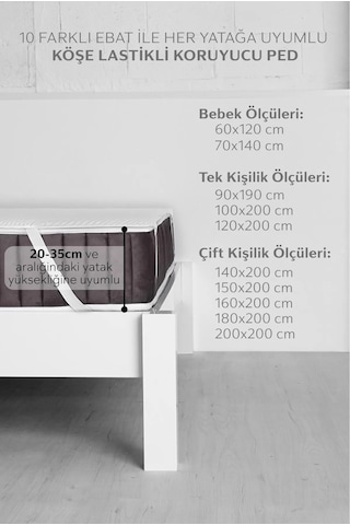 Mislina Home Premium Sıvı Geçirmez Köşe Lastikli Ped Tek - Çift Kişilik Çocuk Yatak Koruyucu Alezi Beyaz