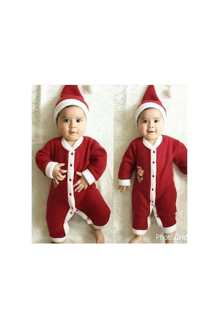 Kingshark King Shark Christmas Yılbaşı Noel Baba Bebek Kostüm Tulum Kırmızı