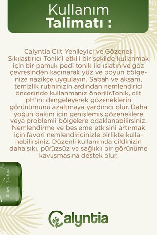 Calyntia Gözenek Sikilastirici, Arindirici Etki, Canlandiran, Cilt Yenileyici Arnika Montana Özlü Tonik 100ml