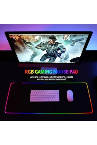 Rgb Led Gaming Mouse Pad 80x30 Xxl - 13 Renk Mod, Gaming Mousepad Işıklı, Oyuncu Büyük Keyboard