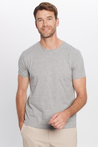 Tudors Erkek Slim Fit Dar Kesim Pamuklu Yumuşak Doku Likralı Esnek Kumaş Basic Gri Bisiklet Yaka Tişört-32478 Gri