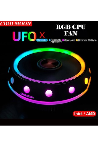 Coolmoon Ufo Cpu İşlemci Fanı Rgb Intel/Amd Tam Uyumluluk