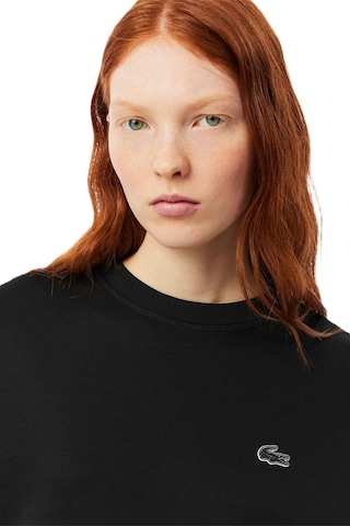 Lacoste Oversized Cotton Womens Sweatshirt Bol Kesim Bisiklet Yaka Pamuklu Kadın Sweatshirt Siyah