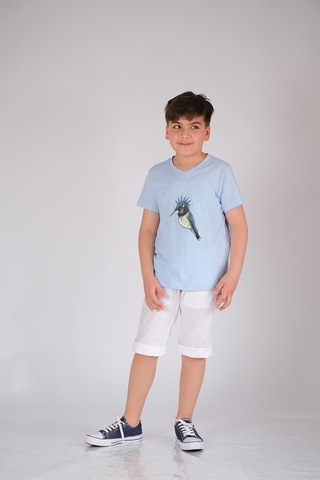 Kısa Kol Pamuk Tişört Mavi Punky Animals 2022-B-0003