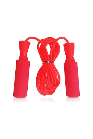 Kırmızı Sünger Saplı Atlama İpi - Fitness - Crossfit- Rope - Jump - Body - Sağlık - Egzersiz - Spor