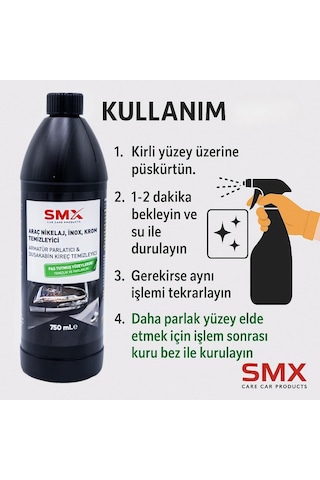Smx Araç İnox Krom Ve Nikelaj Temizleyici-armatür Parlatıcı,duşakabin Kireç Temizleyici 750 Ml Diğer