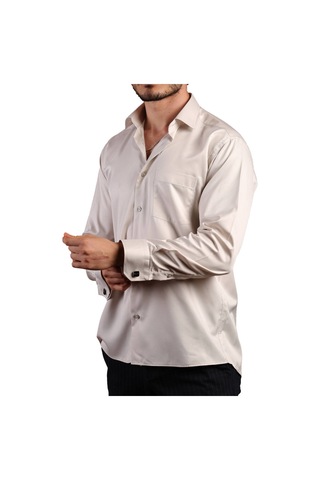 Açık Gri Büyük Beden Rahat Kesim Micro Kumaş Kol Düğmeli Regular Fit Erkek Gömlek - 190-9 001