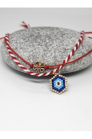 Harmel Jewelry Miyuki Marteniçka Bileklik Kırmızı - Beyaz