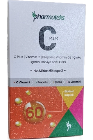 C Plus 60 Kapsül C Vitamini D Vitamini Propolis Ve Çinko İçeren, Pharmateks
