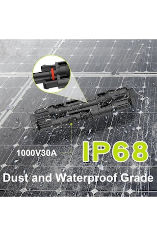 Xurunkeji 10 Çift Güneş Konnektörü, 20 Adet Güneş Paneli Kablo Konnektörü Adaptörü Erkek/dişi Ip68 1000v 30a 2 Anahtar 10awg