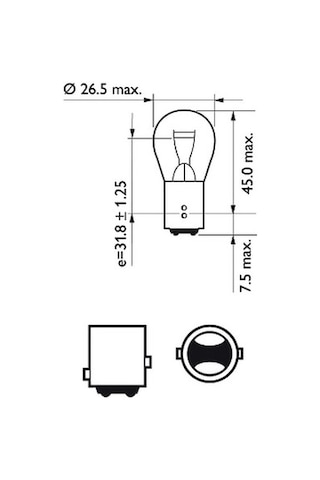 Philips 12V P21-5W Stop Ampulu 1016 12499 Cp Standart 10 Adet