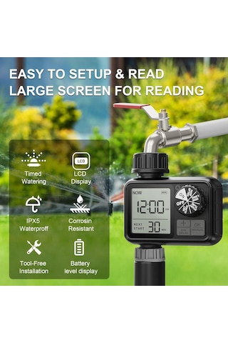 Sulama Bilgisayarı, Yağmur Gecikmeli Sulama Saati, Otomatik Ve Manuel Mod, Ipx5 Su Geçirmez/büyük Ekran Lcd Ekran,