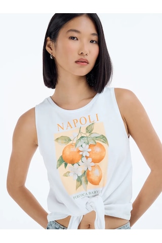 Tvoe Pamuklu Bağcıklı Bel Ve Baskılı Atlet 233095476 Beyaz