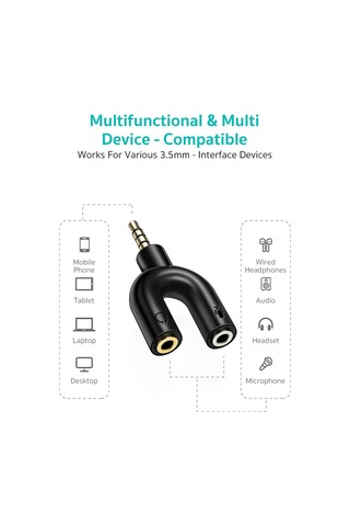 3.5mm Y Çoğaltıcı Çift Çıkışlı Ses Ve Mikrofon Adaptörü U Tipi Ses Dağıtıcı