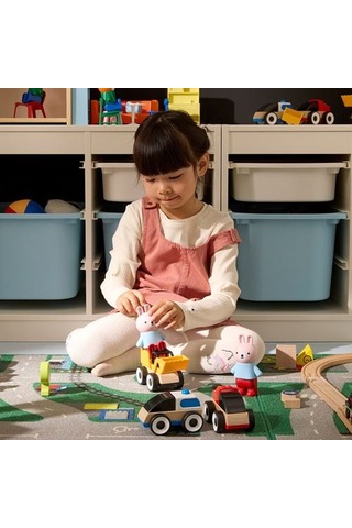 Ikea Lıllabo Araç Seti, Çok Renkli, Ekskavatör,polis Arabası,yarış Arabası 3 Adet