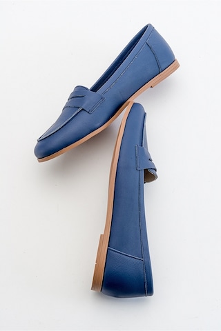 Luvishoes F02 Lacivert Cilt Kadın Babet Lacivert