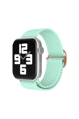 Wozlo Apple Uyumlu Watch 1 2 3 4 5 6 7 8 Se Ultra Solo Loop Esnek Örgü Tokalı Kordon 38/40/41mm - Su Yeşili