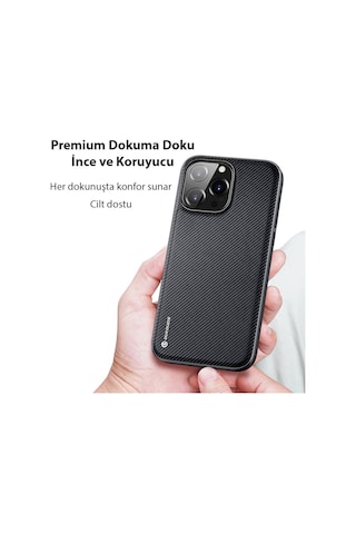 Dux Ducis Fino Serisi Apple Uyumlu iPhone 14 Pro Premium Dokuma Silikon Kilif 561082413