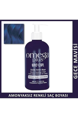 Omega Plus Bad Girl Gece Mavisi Amonyaksız Renkli Saç Boyası 250 Omega Plus Bad Girl Gece Mavisi Amonyaksız Renkli Saç Boyası 250