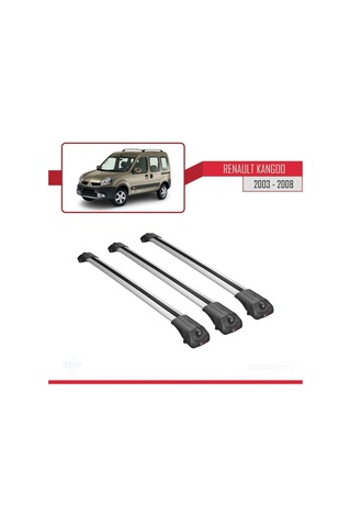 Renault Kangoo 2003-2008 Arası İle Uyumlu Ace-1 Ara Atkı Tavan Barı Gri 3 Adet Bar