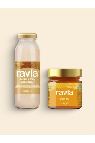 2'li Ürün - Ravla Badem İçeceği Konsantresi - 250g / Ravla Çiçek Balı 250g