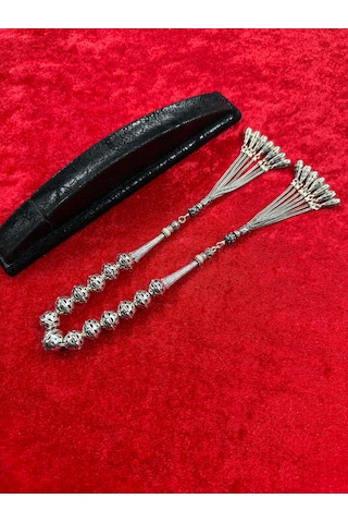 925 Ayar Büyük Boy 11 X 13 Full Gümüş Zaza Tespih 70 Gram Kafes İşçilikli Gümüş Tesbih