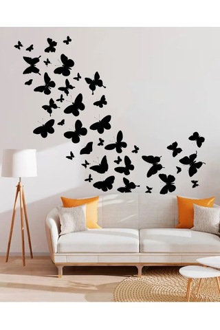 Uhty Print Ç Mekan Çıkartmaları Kelebek 159527691 Siyah